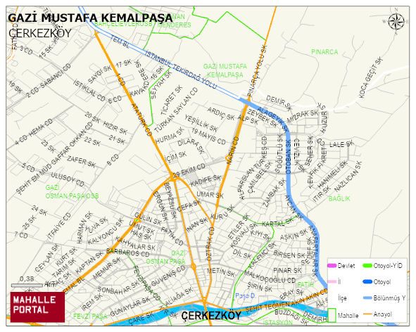 GAZİ MUSTAFA KEMALPAŞA Mahallesi Haritası | Dağlar, Ovalar ve Akarsu Bilgileri
