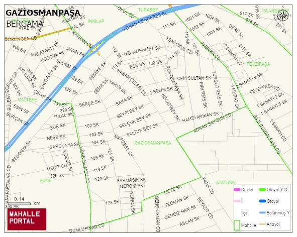 GAZİOSMANPAŞA Mahallesi Haritası | Yükselti ve Doğa Özellikleri