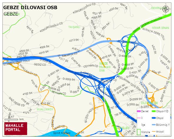GEBZE DİLOVASI OSB Mahallesi Haritası | Güncel Mahalle ve Köy Haritası