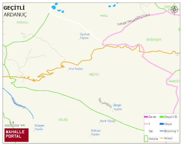 GEÇİTLİ Köyü Haritası | Mahalle ve Köy Sınırı