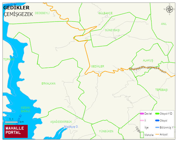 GEDİKLER Köyü Haritası | İnteraktif Köy ve Mahalle Sınırları