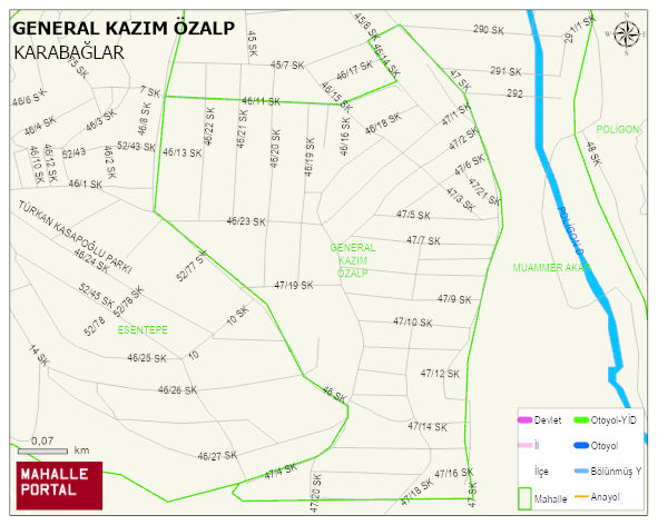 GENERAL KAZIM ÖZALP Mahallesi Haritası | Dağlar, Ovalar ve Akarsu Bilgileri