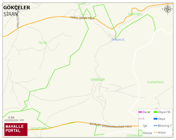 GÖKÇELER Köyü Haritası | Yükselti ve Doğa Özellikleri