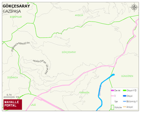 GÖKÇESARAY Mahallesi Haritası | Yükselti ve Doğa Özellikleri