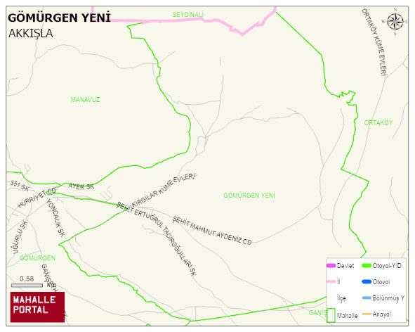 GÖMÜRGEN YENİ Mahallesi Haritası | Yükselti ve Doğa Özellikleri