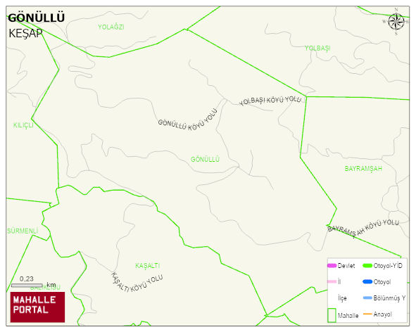 GÖNÜLLÜ Köyü Haritası | Yükselti ve Doğa Özellikleri