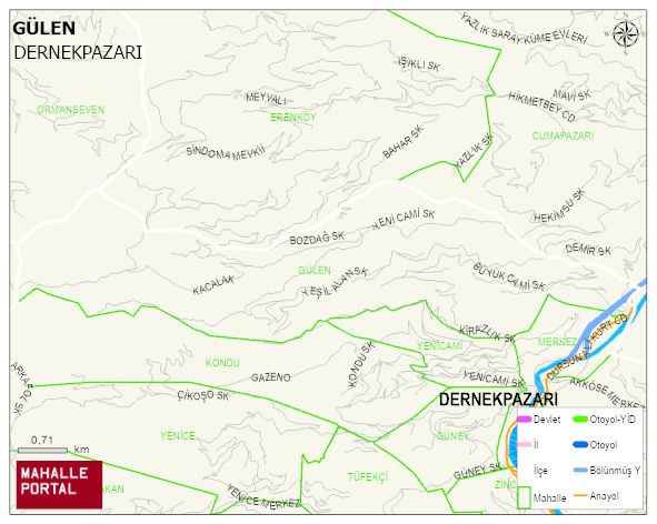 GÜLEN Mahallesi Haritası | Dağlar, Ovalar ve Akarsu Bilgileri