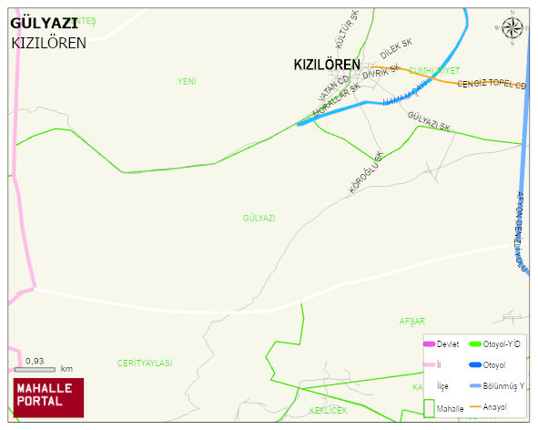 GÜLYAZI Köyü Haritası | Mahalle Sokak Haritası