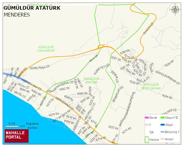 GÜMÜLDÜR ATATÜRK Mahallesi Haritası | Detaylı Köy ve Mahalle Görünümü
