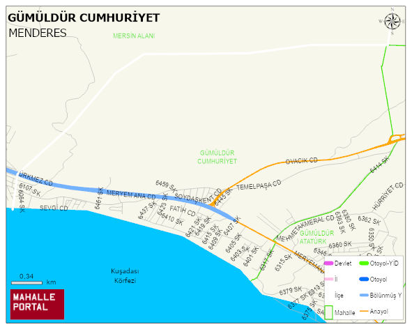 GÜMÜLDÜR CUMHURİYET Mahallesi Haritası | Dağlar, Ovalar ve Akarsu Bilgileri