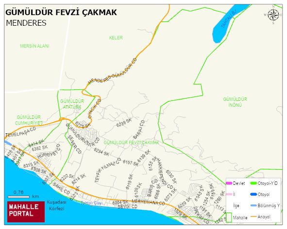 GÜMÜLDÜR FEVZİ ÇAKMAK Mahallesi Haritası | Coğrafi Yapı ve Detaylı Haritası