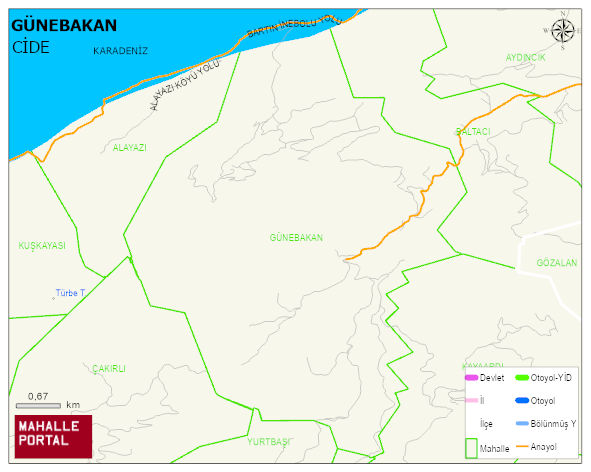 GÜNEBAKAN Köyü Haritası | Uydu Görüntüsü ve Harita Detayları