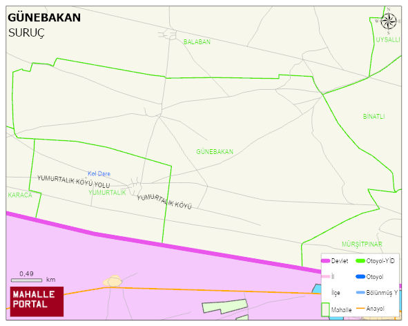 GÜNEBAKAN Mahallesi Haritası | İnteraktif Köy ve Mahalle Sınırları