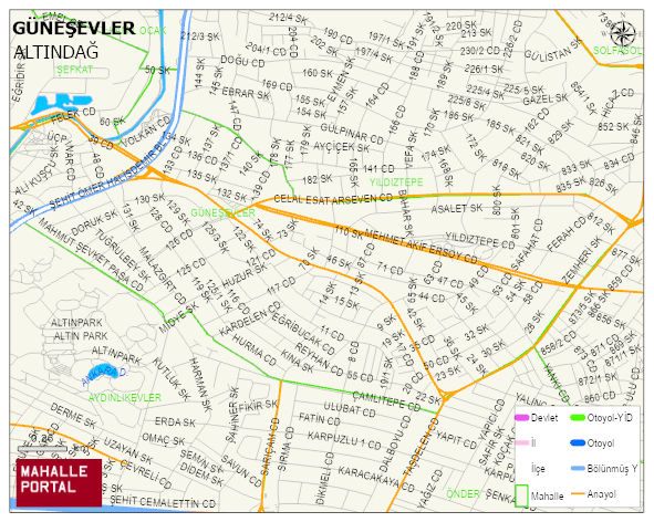 GÜNEŞEVLER Mahallesi Haritası | Güncel Mahalle ve Köy Haritası