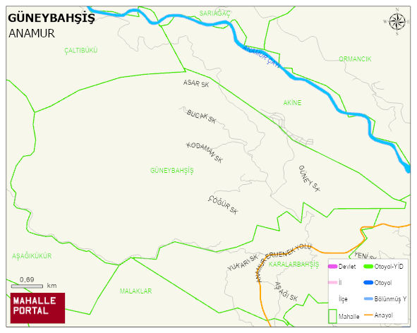 GÜNEYBAHŞİŞ Mahallesi Haritası | İnteraktif Köy ve Mahalle Sınırları