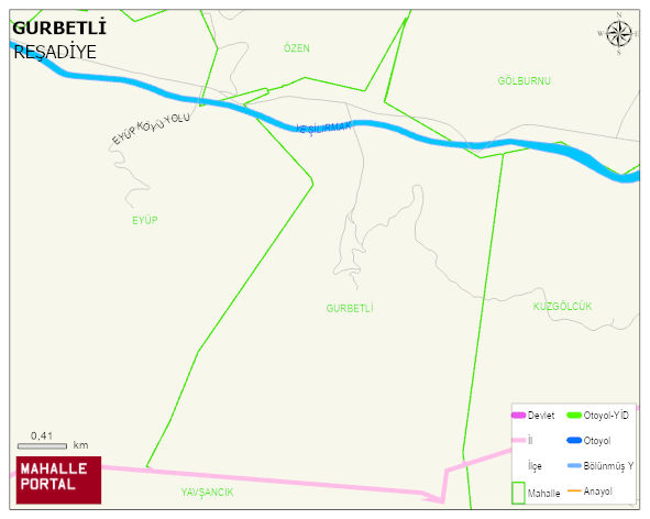 GURBETLİ Köyü Haritası | Yükselti ve Doğa Özellikleri