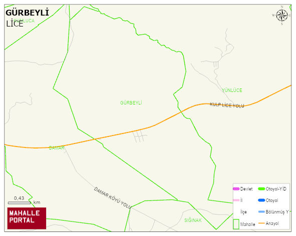 GÜRBEYLİ Mahallesi Haritası | İnteraktif Köy ve Mahalle Sınırları