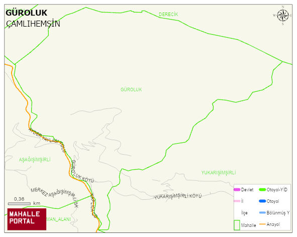 GÜROLUK Köyü Haritası | Yükselti ve Doğa Özellikleri