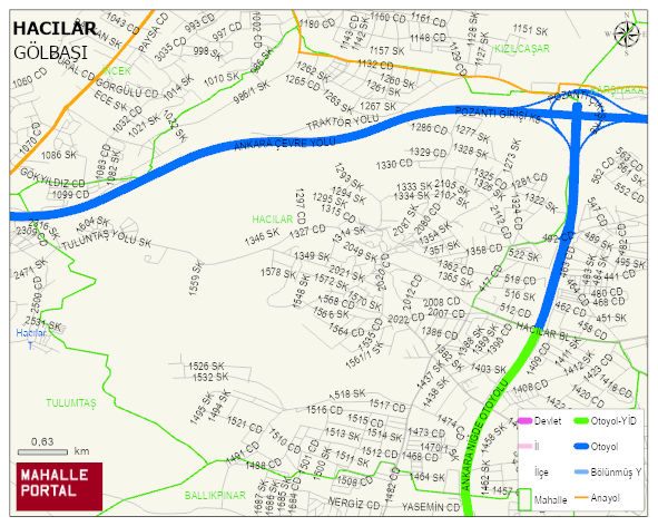 HACILAR Mahallesi Haritası | Mahalle ve Köy Sınırı