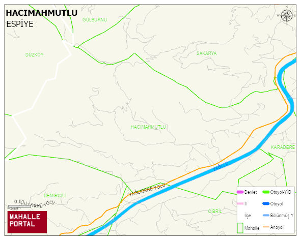 HACIMAHMUTLU Köyü Haritası | Dağlar, Ovalar ve Akarsu Bilgileri