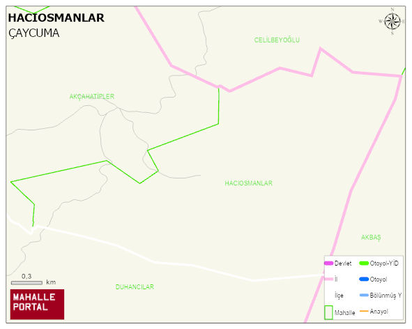 HACIOSMANLAR Köyü Haritası | Mahalle ve Köy Sınırı