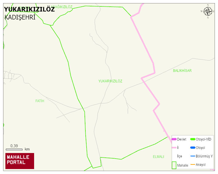 HALIKÖY BELDESİ YUKARIKIZILÖZ Mahallesi Haritası | Yükselti ve Doğa Özellikleri