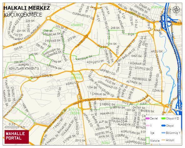 HALKALI MERKEZ Mahallesi Haritası | Yükselti ve Doğa Özellikleri