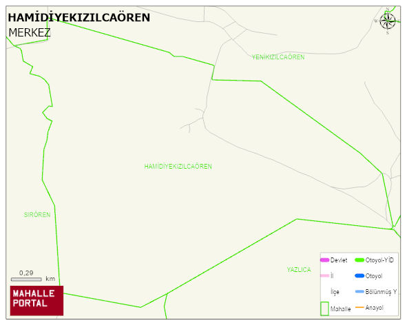 HAMİDİYEKIZILCAÖREN Köyü Haritası | Dağlar, Ovalar ve Akarsu Bilgileri