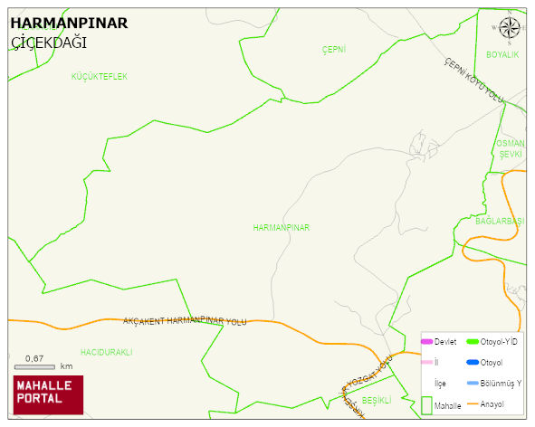 HARMANPINAR Köyü Haritası | Yükselti ve Doğa Özellikleri