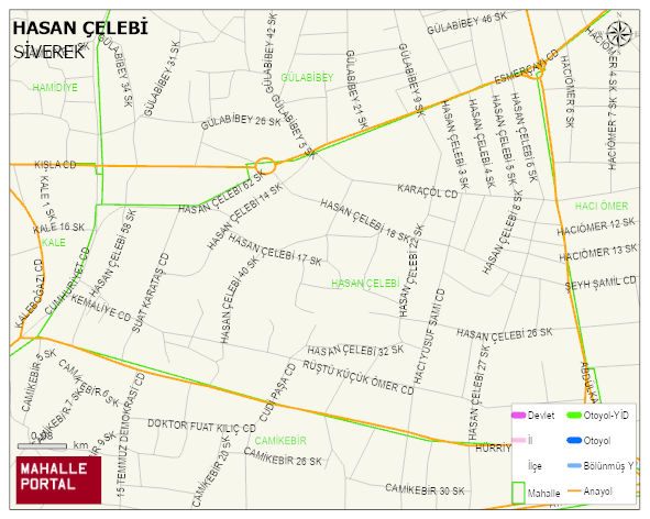 HASAN ÇELEBİ Mahallesi Haritası | Yükselti ve Doğa Özellikleri