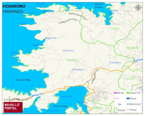 HİSARÖNÜ Mahallesi Haritası | Coğrafi Yapı ve Detaylı Haritası