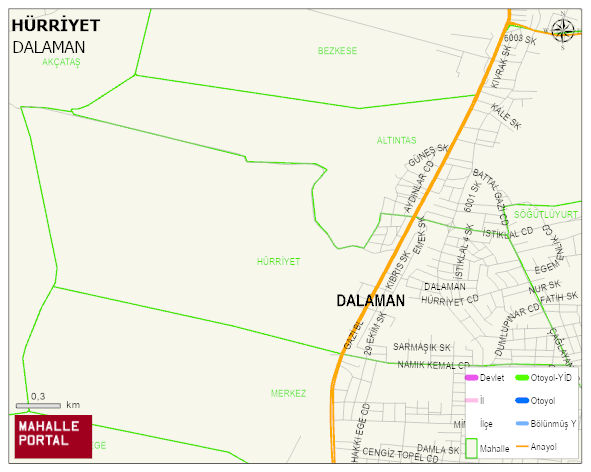 HÜRRİYET Mahallesi Haritası | Mahalle ve Köy Sınırı