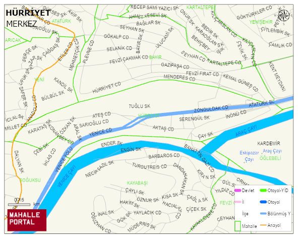 HÜRRİYET Mahallesi Haritası | Dağlar, Ovalar ve Akarsu Bilgileri