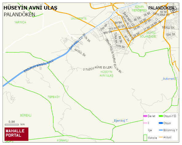 HÜSEYİN AVNİ ULAŞ Mahallesi Haritası | Mahalle ve Köy Sınırı