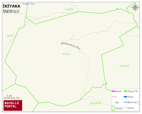 İKİYAKA Köyü Haritası | İnteraktif Köy ve Mahalle Sınırları
