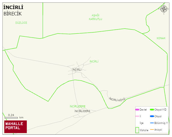 İNCİRLİ Mahallesi Haritası | Mahalle ve Köy Sınırı