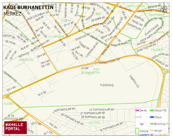 KADI BURHANETTİN Mahallesi Haritası | Mahalle Sokak Haritası