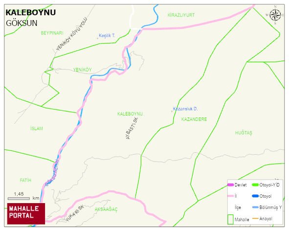 KALEBOYNU Mahallesi Haritası | Dağlar, Ovalar ve Akarsu Bilgileri