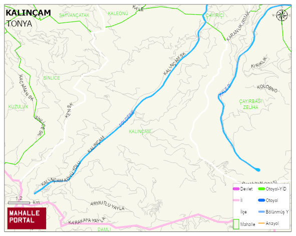 KALINÇAM Mahallesi Haritası | Dağlar, Ovalar ve Akarsu Bilgileri