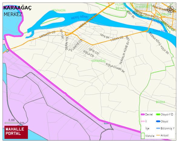KARAAĞAÇ Mahallesi Haritası | Mahalle ve Köy Sınırı