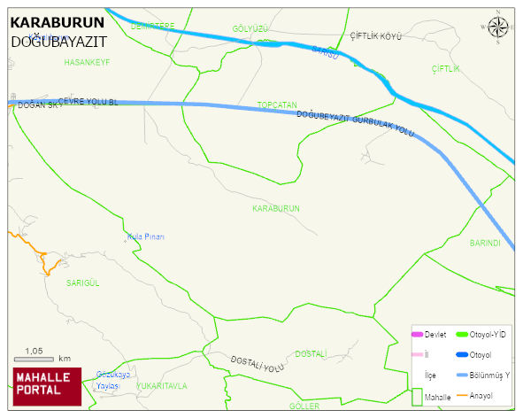 KARABURUN Köyü Haritası | Dağlar, Ovalar ve Akarsu Bilgileri