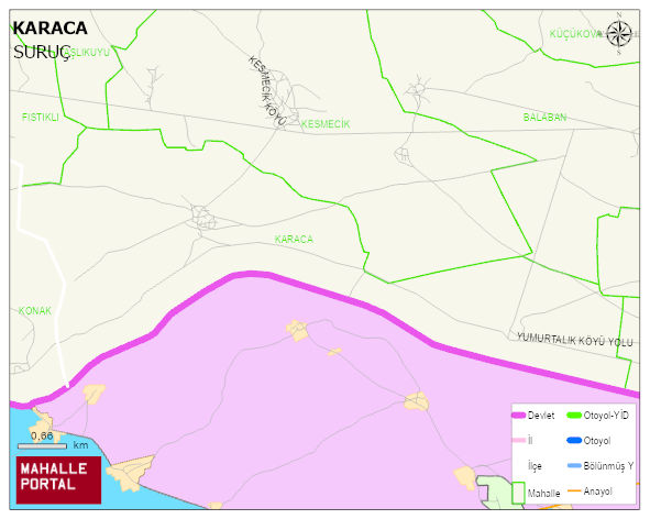 KARACA Mahallesi Haritası | Mahalle ve Köy Sınırı