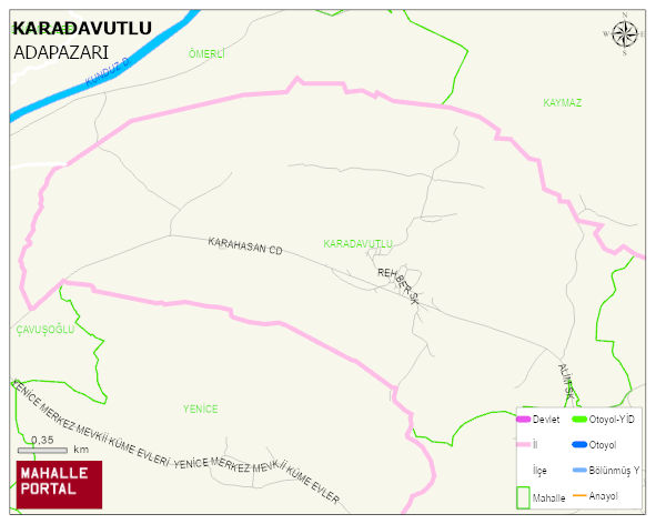 KARADAVUTLU Mahallesi Haritası | Yükselti ve Doğa Özellikleri