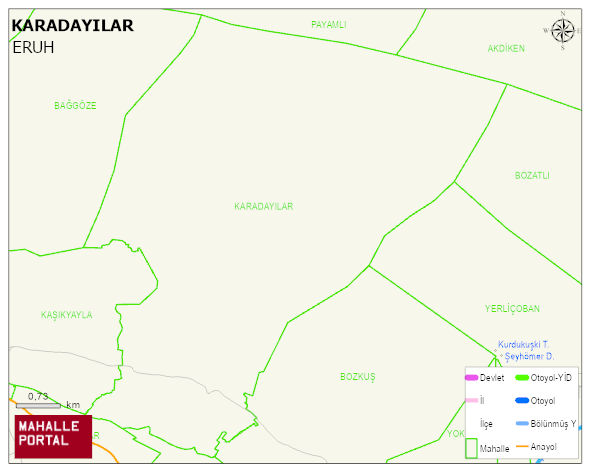 KARADAYILAR Köyü Haritası | İnteraktif Köy ve Mahalle Sınırları