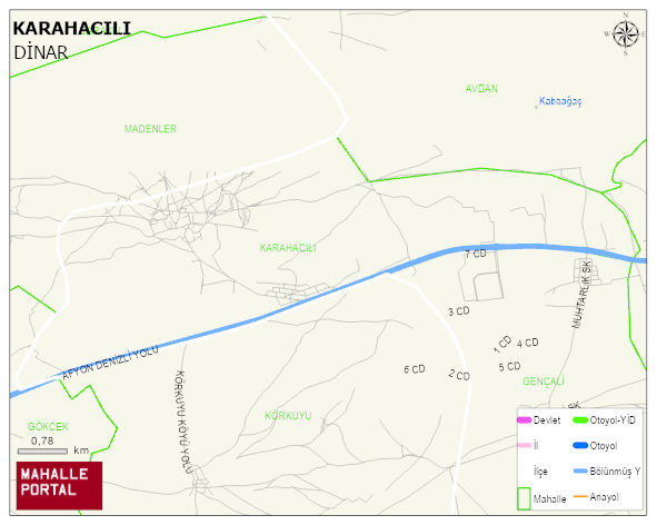 KARAHACILI Köyü Haritası | Mahalle ve Köy Sınırı
