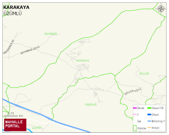 KARAKAYA Köyü Haritası | Yükselti ve Doğa Özellikleri