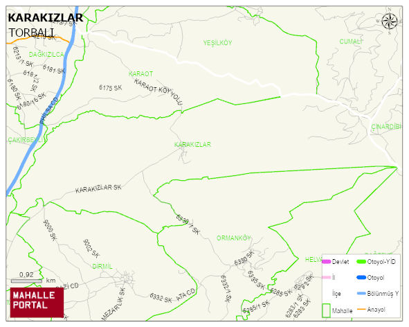 KARAKIZLAR Mahallesi Haritası | Dağlar, Ovalar ve Akarsu Bilgileri