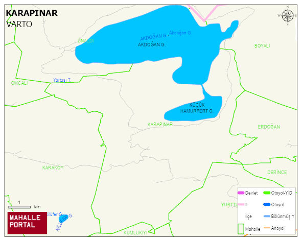 KARAPINAR Köyü Haritası | Dağlar, Ovalar ve Akarsu Bilgileri