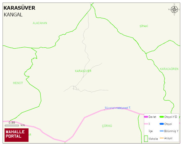 KARASÜVER Köyü Haritası | Dağlar, Ovalar ve Akarsu Bilgileri
