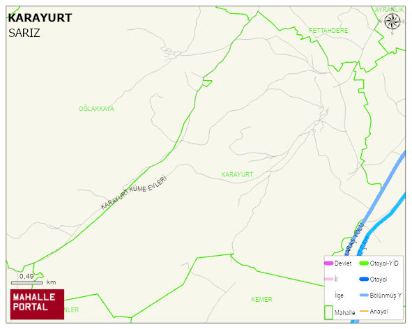 KARAYURT Mahallesi Haritası | Yükselti ve Doğa Özellikleri